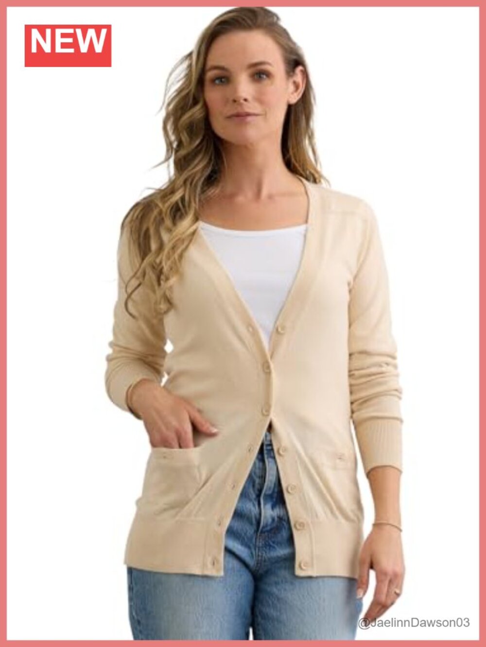 Organic Cotton Boyfriend Cardigan Button Pockets Rib Trim Knit